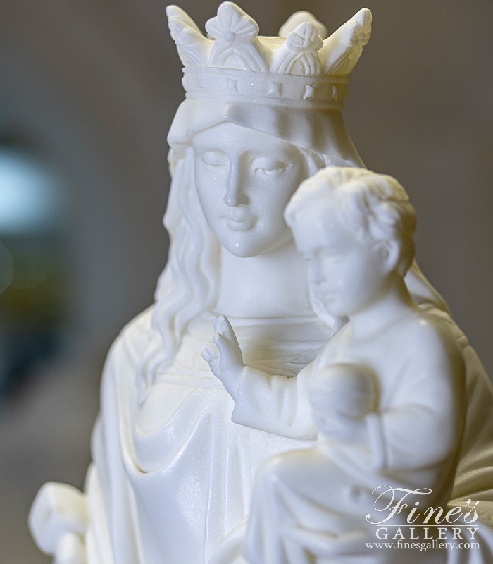 Marble Statues  - Crowned Mother And Baby Jesus - MS-1454